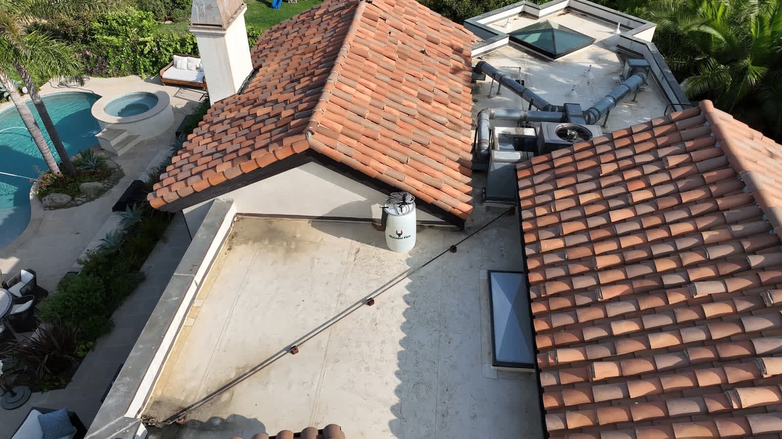 Matador Fire Wildfire Defense System barrel installed on a rooftop